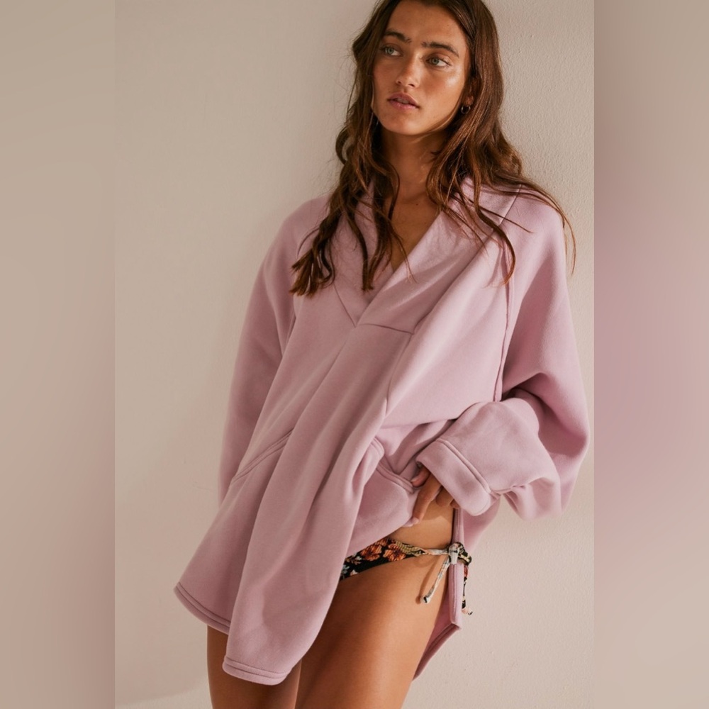Free People Marguerite Lilac Boho Cozy Sweatshirt xs NWOT